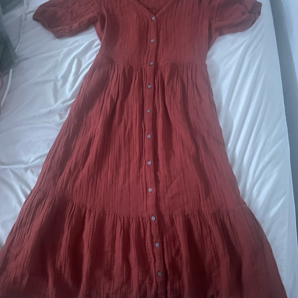 Sonoma red orange xs button up dress